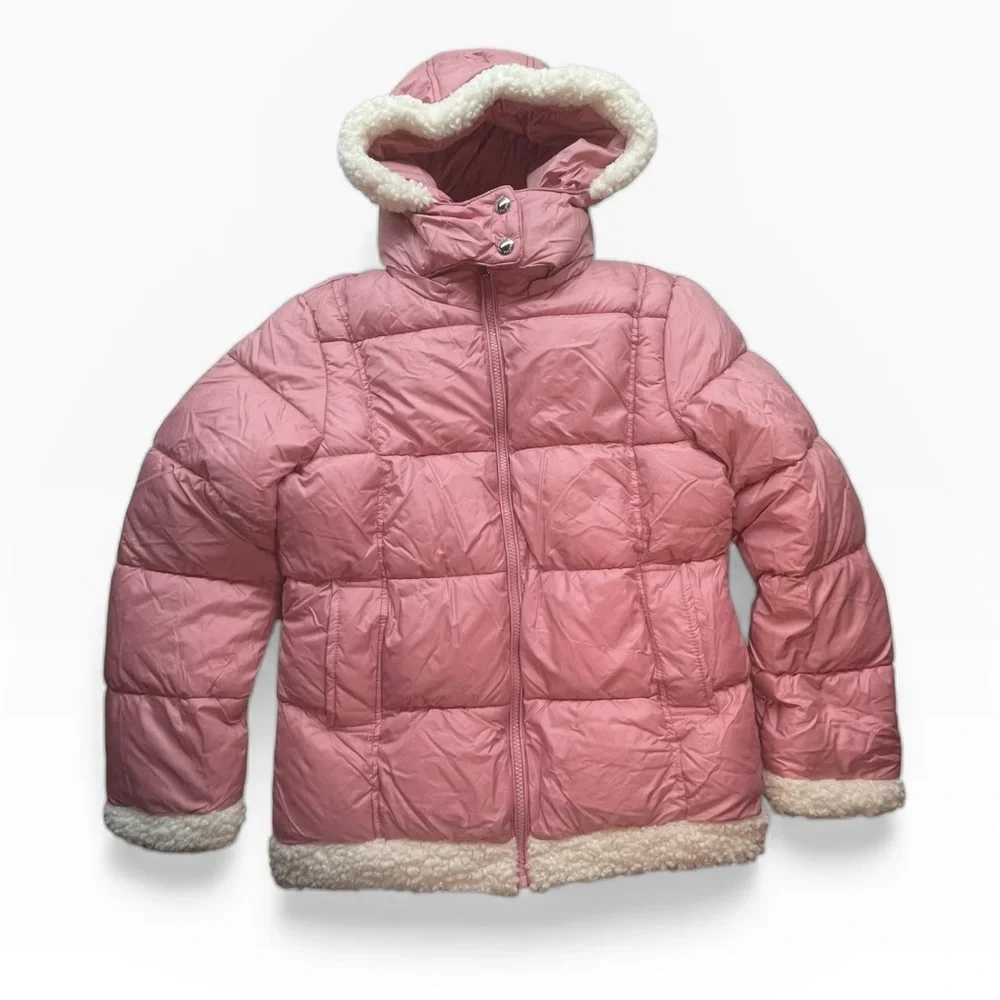 Sam Edelman Jacket Pink Sherpa Star Puffer Youth L 14/16 NWT